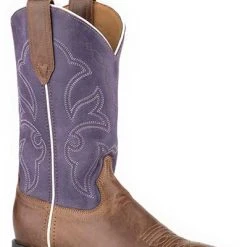 'Roper' Women's 11" Wilder Western Square Toe - Tan / Purple