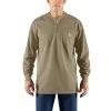 'Carhartt' Men's Flame Resistant Cotton Long Sleeve Henley - Khaki