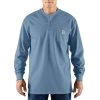 'Carhartt' Men's Flame Resistant Cotton Long Sleeve Henley - Medium Blue