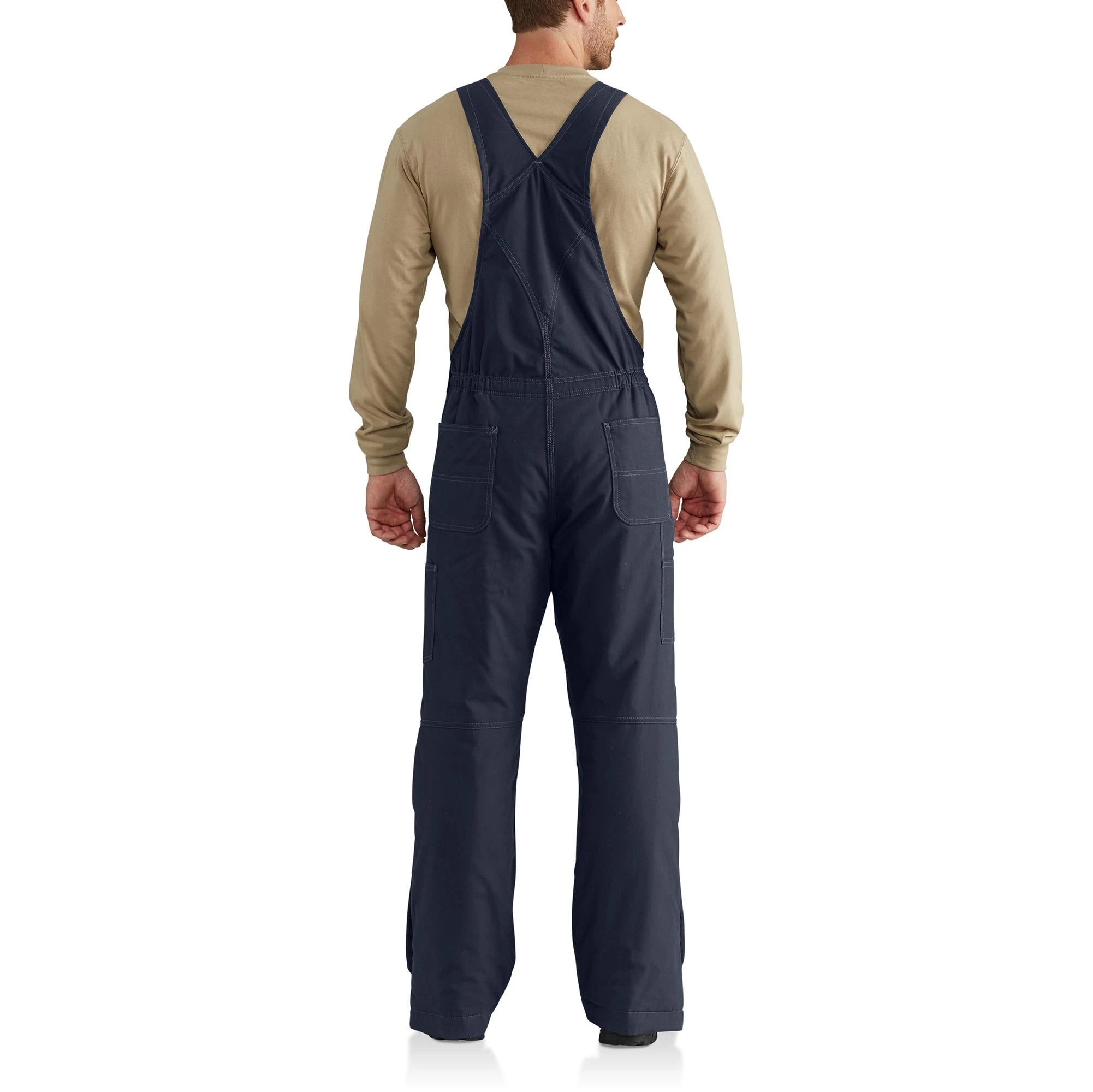 'Carhartt' Men's Fire Resistant Quick Duck Lined Bib Overall - Dark Navy 4 'Carhartt' Men's Fire Resistant Quick Duck Lined Bib Overall - Dark Navy - Image 2