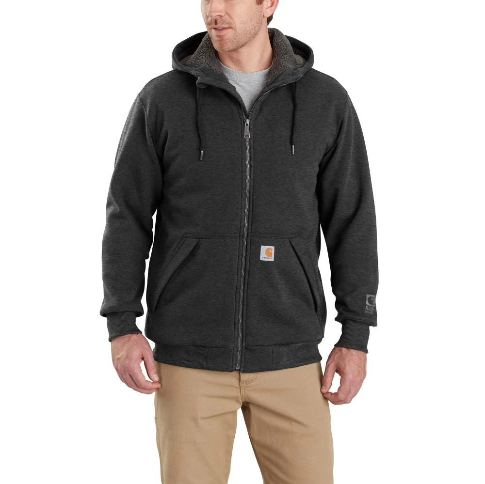 'Carhartt' Men's Rain Defender® Midweight Sherpa Lined Full Zip Sweatshirt - Carbon Heather 3 'Carhartt' Men's Rain Defender® Midweight Sherpa Lined Full Zip Sweatshirt - Carbon Heather