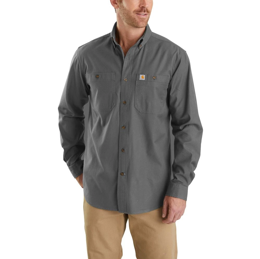 'Carhartt' Men's Rugged Flex®Rigby Work Shirt - Gravel 3 'Carhartt' Men's Rugged Flex®Rigby Work Shirt - Gravel