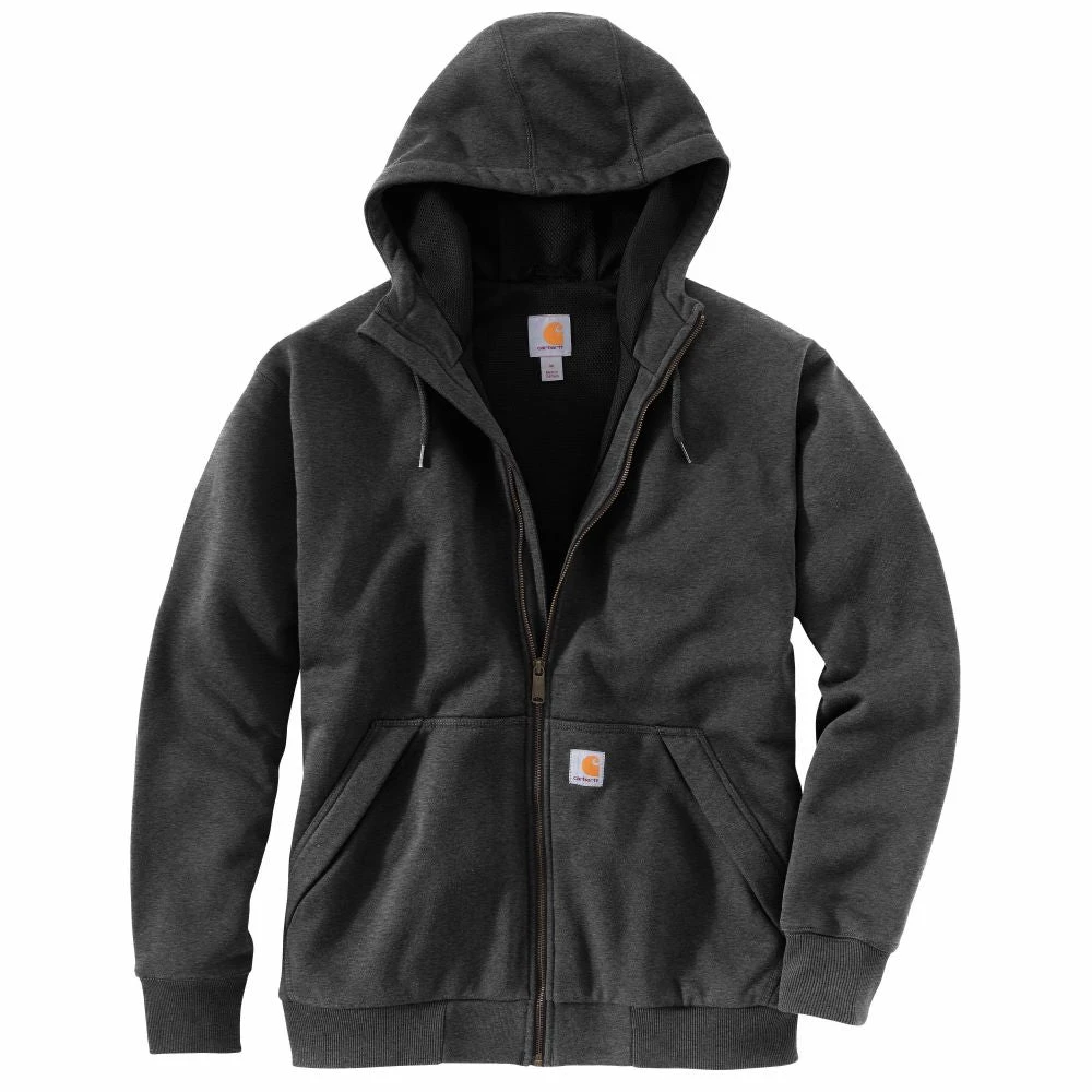 'Carhartt' Men's Rain Defender® Midweight Thermal Lined Full Zip Hoodie - Carbon Heather / Black 4 'Carhartt' Men's Rain Defender® Midweight Thermal Lined Full Zip Hoodie - Carbon Heather / Black - Image 2