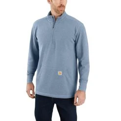 'Carhartt' Men's Heavyweight Half-Zip Thermal T-Shirt - Alpine Blue Heather