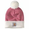 'Carhartt' Adult Knit Pom Pom Cuffed Beanie - Red Stripe -cowboy shop 104884 600 MF21 1024x1024@2x