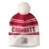'Carhartt' Adult Knit Pom Pom Cuffed Logo Beanie - Red / White -cowboy shop 105168 600 MF21 e 1024x1024@2x