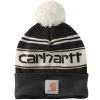 'Carhartt' Adult Knit Pom Pom Cuffed Logo Beanie - Black / White -cowboy shop 105168 BLK MF22 e 1024x1024@2x