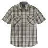 'Carhartt' Men's Rugged Flex Relaxed Fit Lightweight Snap Front Short Sleeve Plaid - Elm