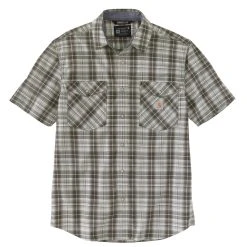 'Carhartt' Men's Rugged Flex Relaxed Fit Lightweight Snap Front Short Sleeve Plaid - Elm