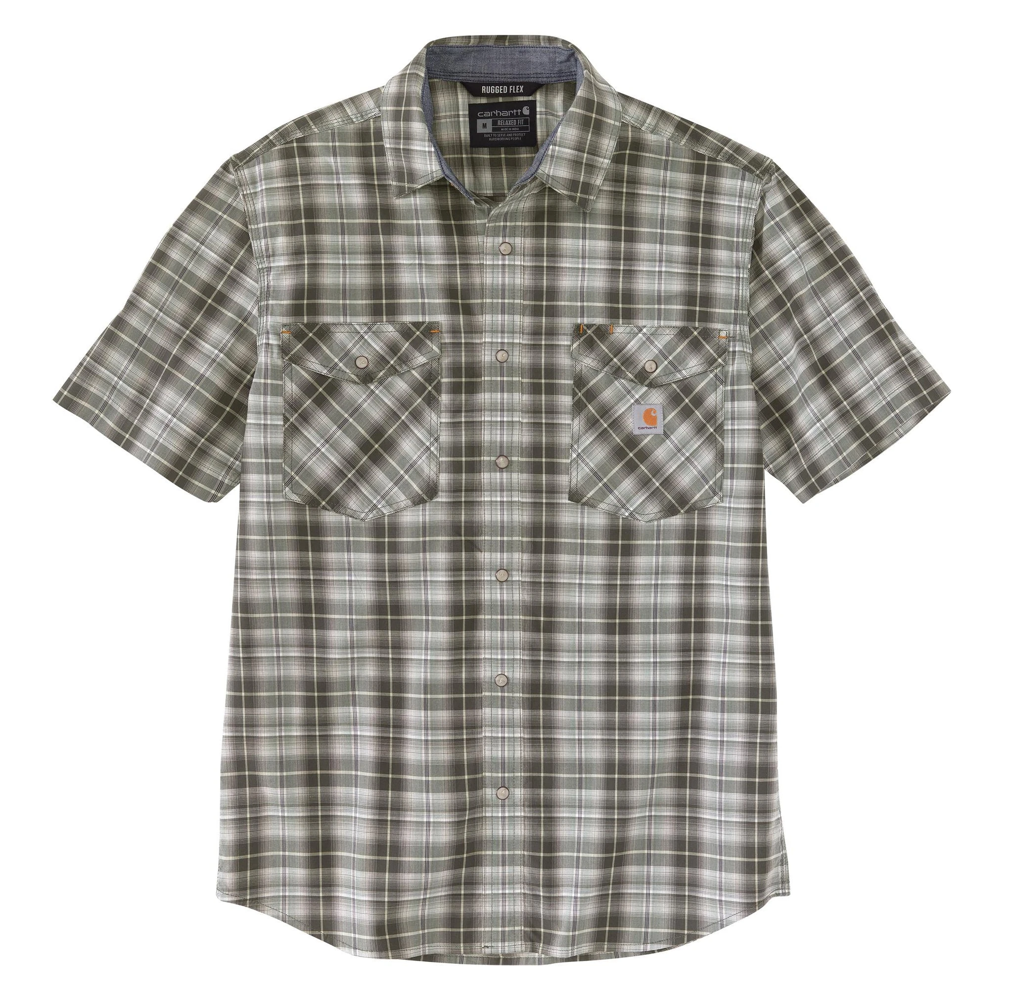 'Carhartt' Men's Rugged Flex Relaxed Fit Lightweight Snap Front Short Sleeve Plaid - Elm 3 'Carhartt' Men's Rugged Flex Relaxed Fit Lightweight Snap Front Short Sleeve Plaid - Elm