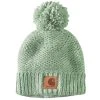 'Carhartt' Women's Rib Knit Sherpa-Lined Pom Pom Beanie - Jade -cowboy shop 105469 L08 WF22 e 1024x1024@2x