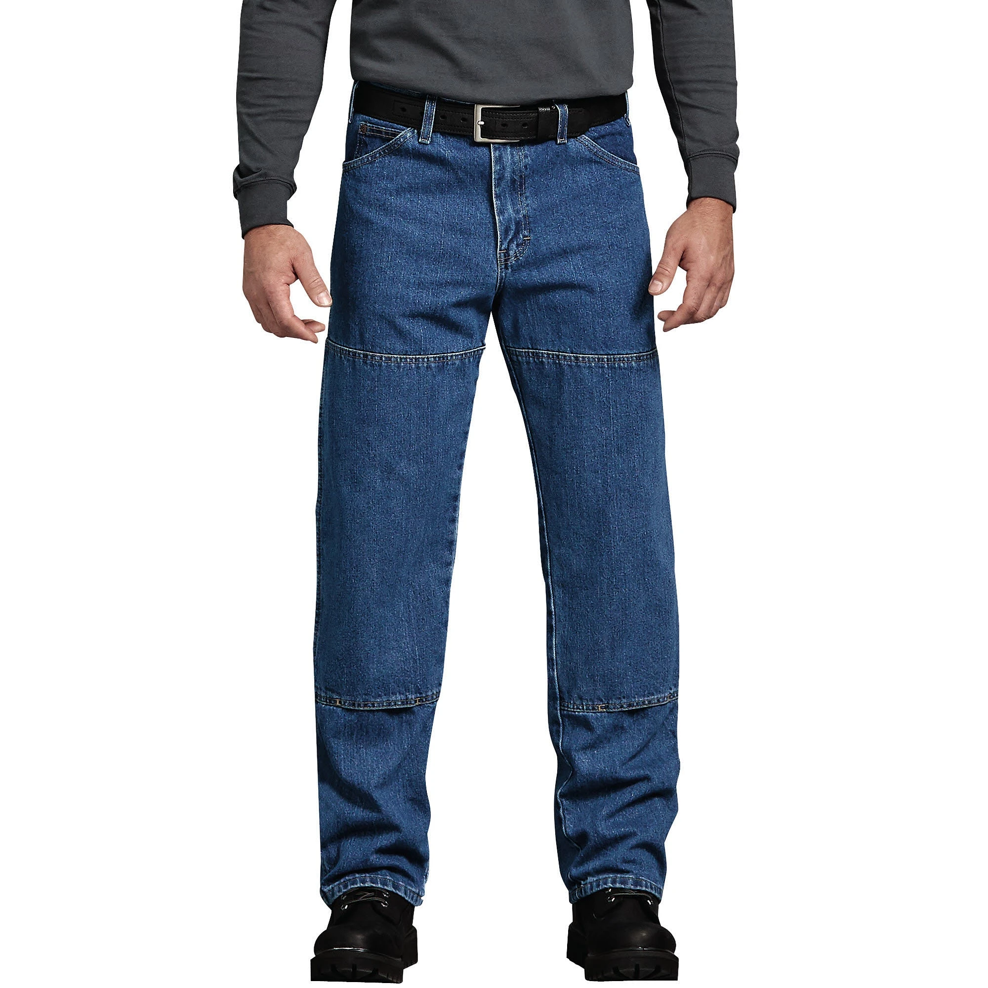 'Dickies' Relaxed Fit Workhorse Double Knee Denim Jeans - Stonewashed Indigo Blue 3 'Dickies' Relaxed Fit Workhorse Double Knee Denim Jeans - Stonewashed Indigo Blue