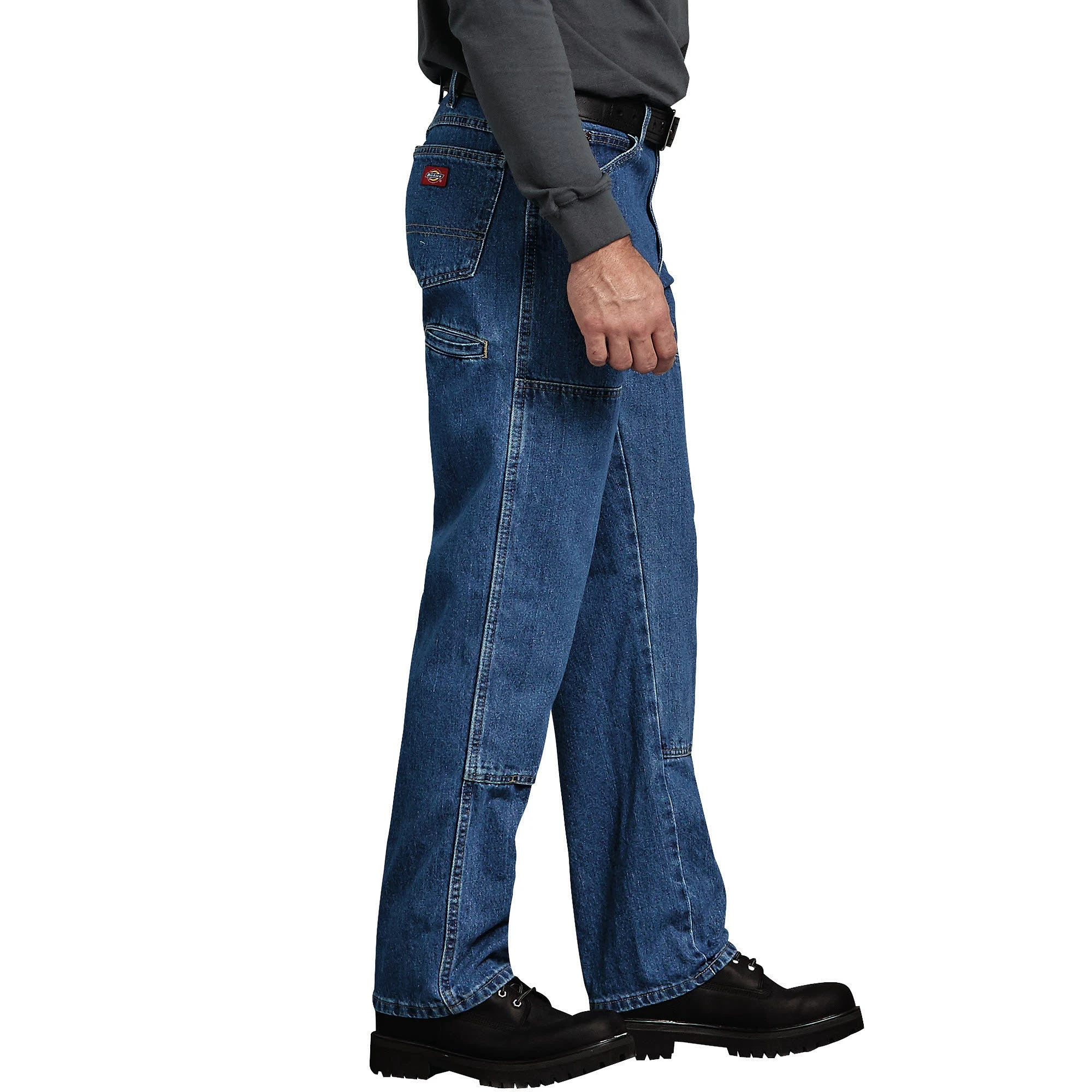 'Dickies' Relaxed Fit Workhorse Double Knee Denim Jeans - Stonewashed Indigo Blue 4 'Dickies' Relaxed Fit Workhorse Double Knee Denim Jeans - Stonewashed Indigo Blue - Image 2