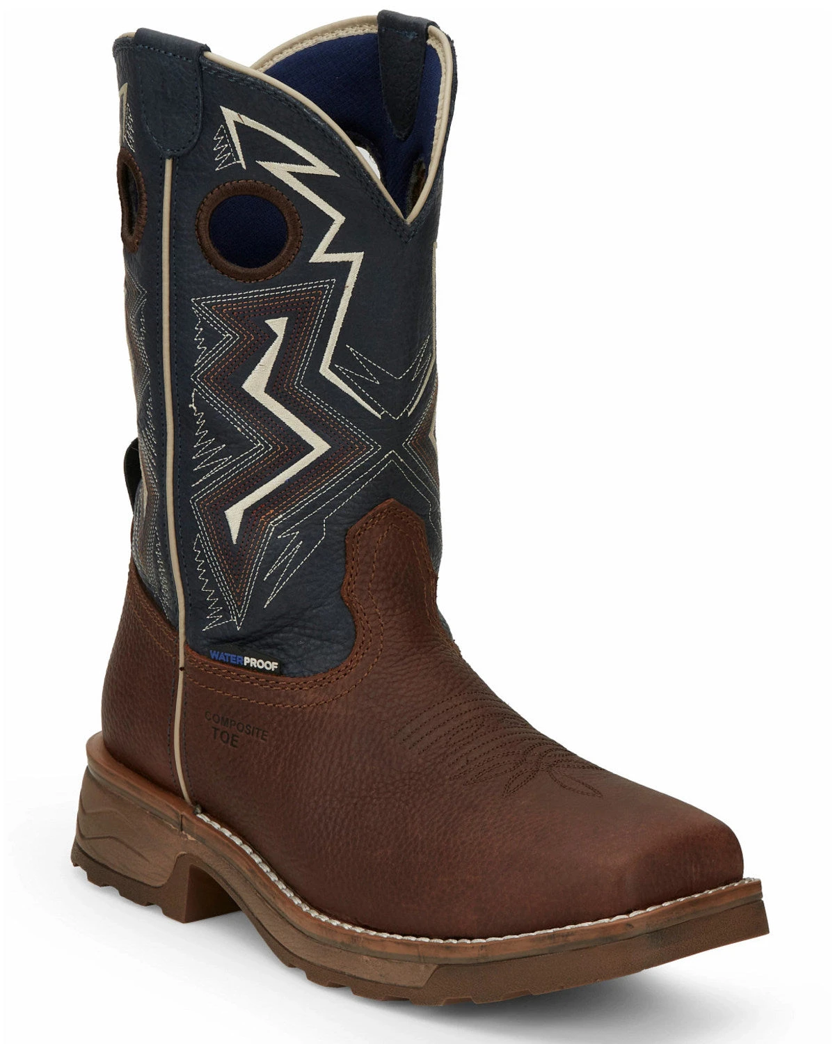 'Tony Lama' Men's 11" Force Western EH WP Comp Toe - Brown / Blue 3 'Tony Lama' Men's 11" Force Western EH WP Comp Toe - Brown / Blue