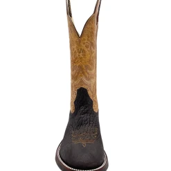 'Hondo Boots' Men's 14" Nubuck Bullhide Western Round Toe - Chocolate Brown / Tan -cowboy shop 20913 1024x1024@2x