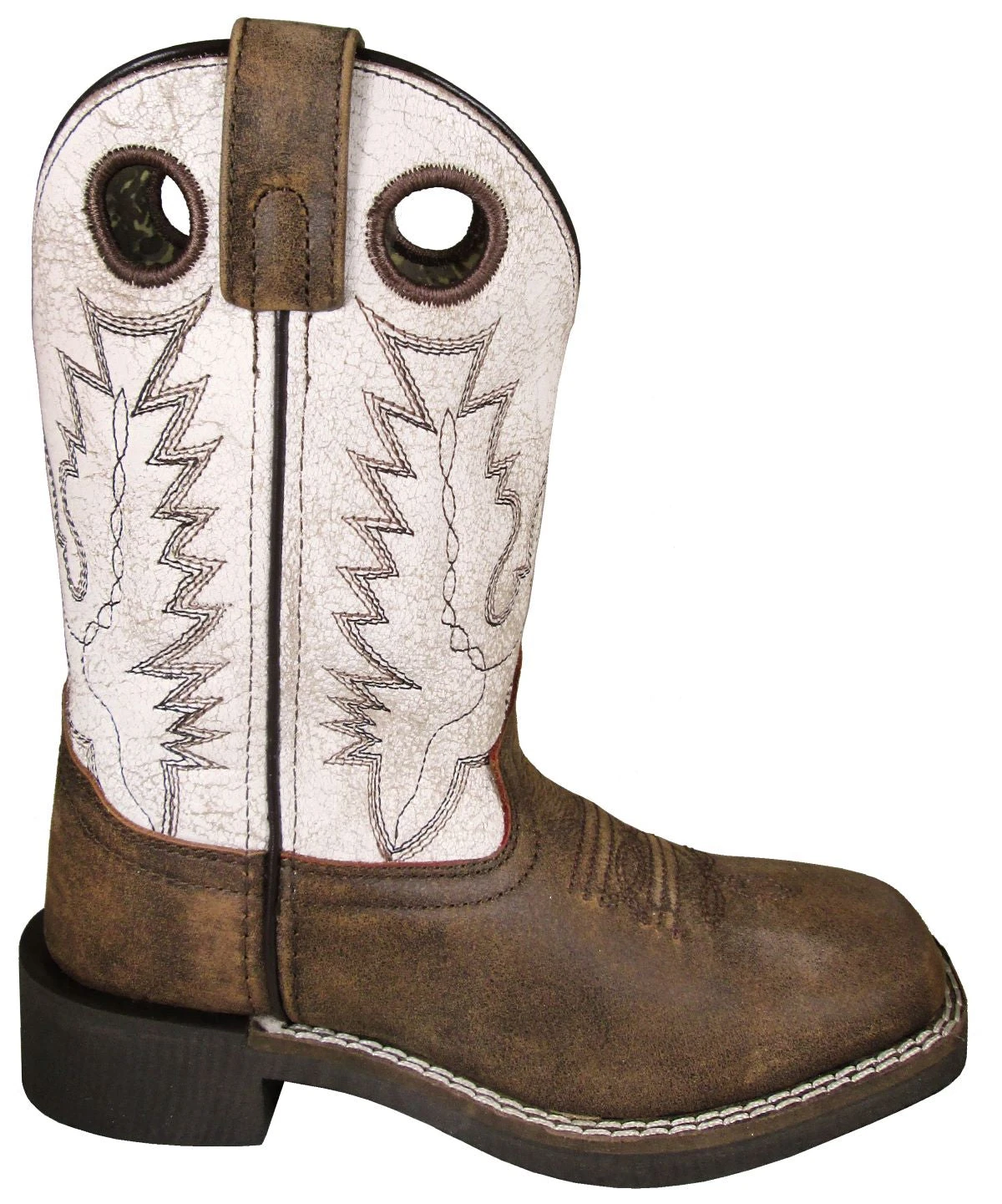 Smoky Mountain Boots 'Smoky Mountain' Youth Drifter Western Square Toe - Brown Distress / Antique White 3 Smoky Mountain Boots 'Smoky Mountain' Youth Drifter Western Square Toe - Brown Distress / Antique White