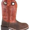 Smoky Mountain Boots 'Smoky Mountain' Youth 8.5" Bronco Western Square Toe - Brown Distress / Burnt Orange