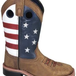 Smoky Mountain Boots 'Smoky Mountain' Children's Stars & Stripes Square Toe - Vintage Brown