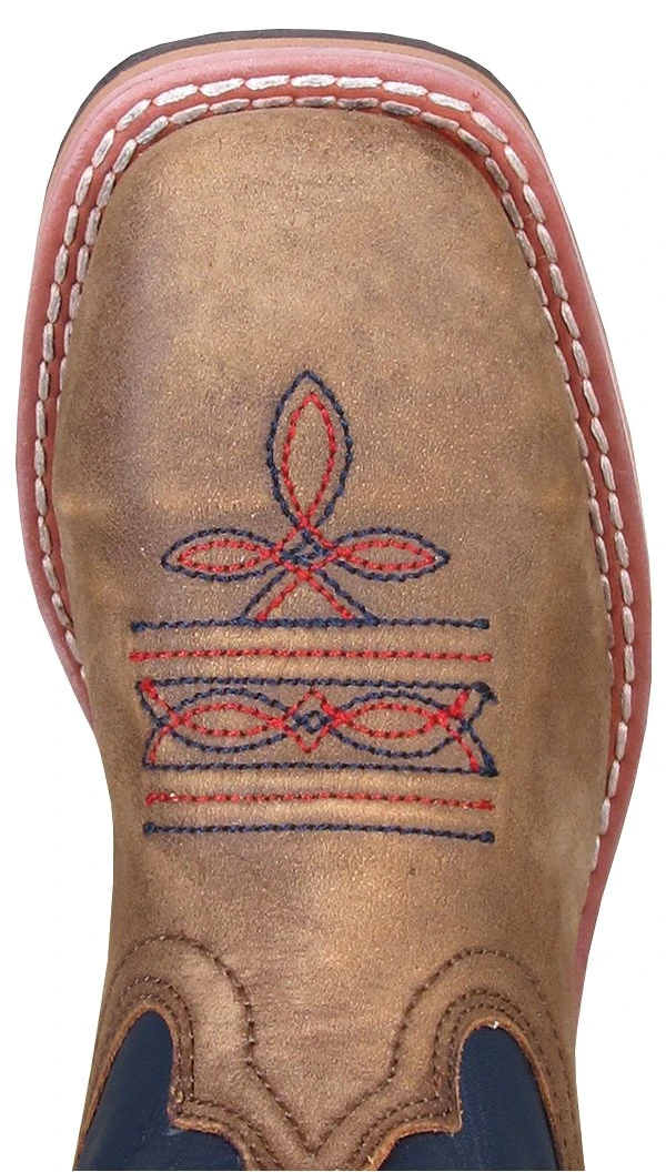 Smoky Mountain Boots 'Smoky Mountain' Children's Stars & Stripes Square Toe - Vintage Brown 4 Smoky Mountain Boots 'Smoky Mountain' Children's Stars & Stripes Square Toe - Vintage Brown - Image 2