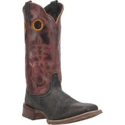 'Laredo' Men's Isaac Western Square Toe - Black / Distressed Maroon -cowboy shop 7965 1 1024x1024@2x