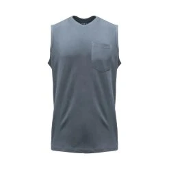 'KEY' Men's Blended Sleeveless Pocket Tee - Faded Denim