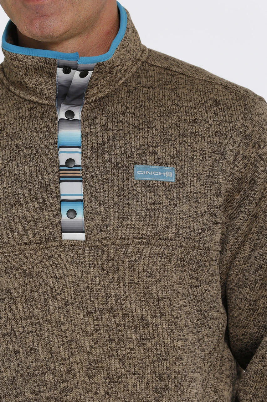 'Cinch' Men's 1/4 Snap Placket Pullover Sweater - Brown 4 'Cinch' Men's 1/4 Snap Placket Pullover Sweater - Brown - Image 2