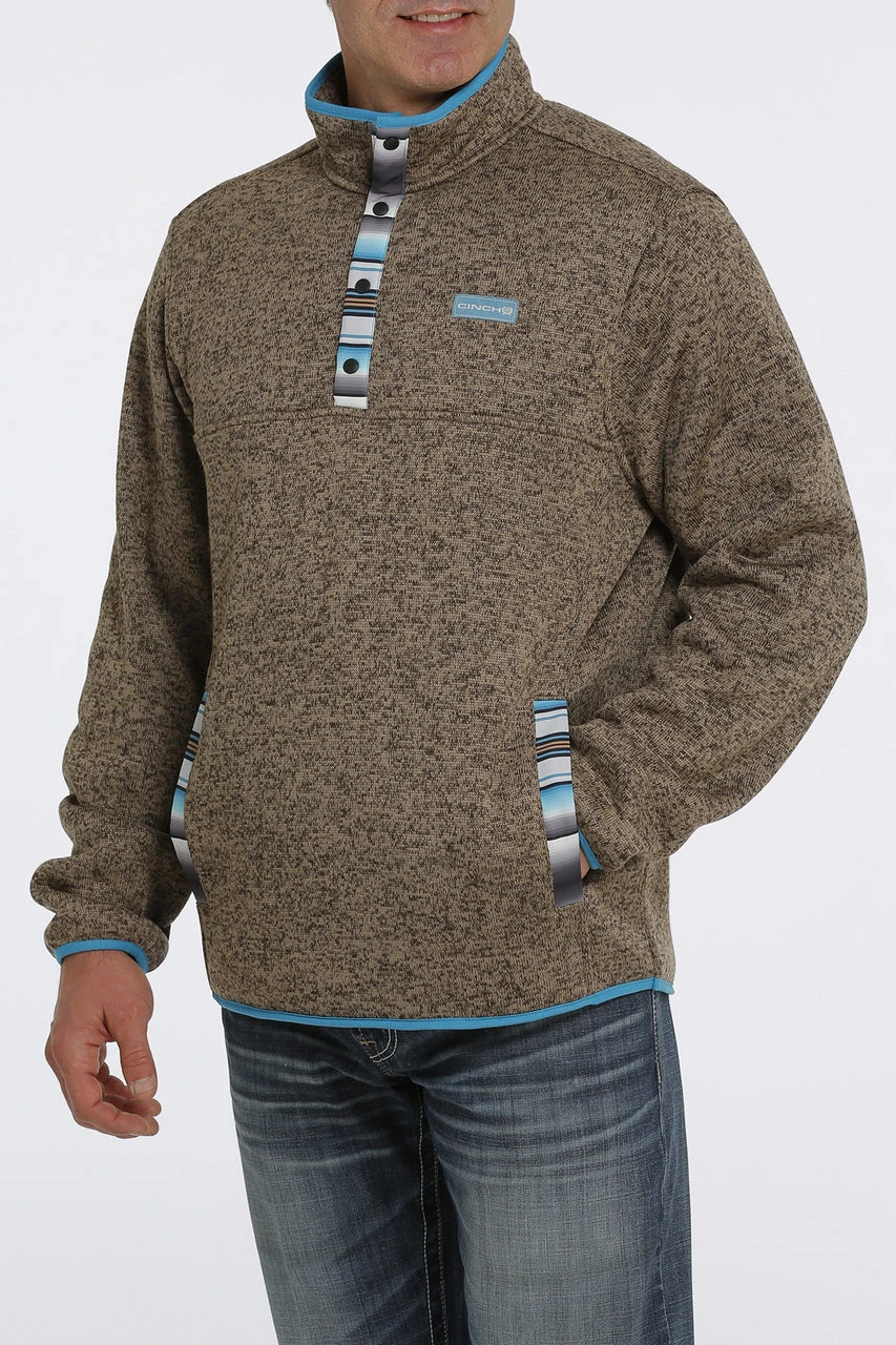 'Cinch' Men's 1/4 Snap Placket Pullover Sweater - Brown 3 'Cinch' Men's 1/4 Snap Placket Pullover Sweater - Brown