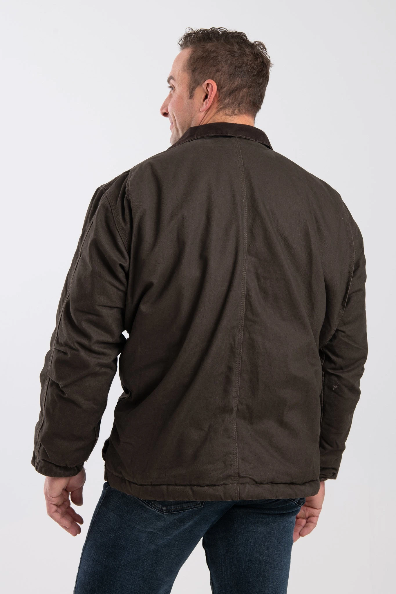 'Berne' Men's Washed Chore Coat - Olive Duck 4 'Berne' Men's Washed Chore Coat - Olive Duck - Image 2