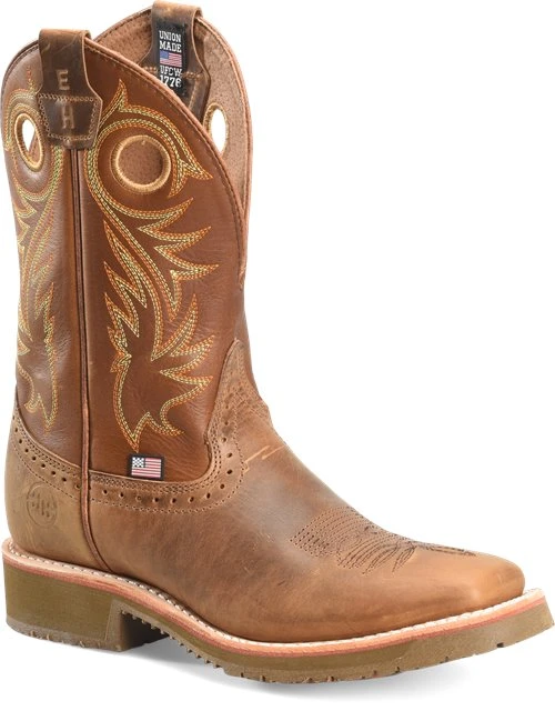 'Double H' Men's 11" Andrew EH Western Wide Square Toe Roper - Tan 6 'Double H' Men's 11" Andrew EH Western Wide Square Toe Roper - Tan - Image 4
