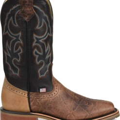 'Double H' Men's 12" Grissom SR Square Toe I.C.E. ™ Roper - Kenia Cognac / Summer Tan / Black
