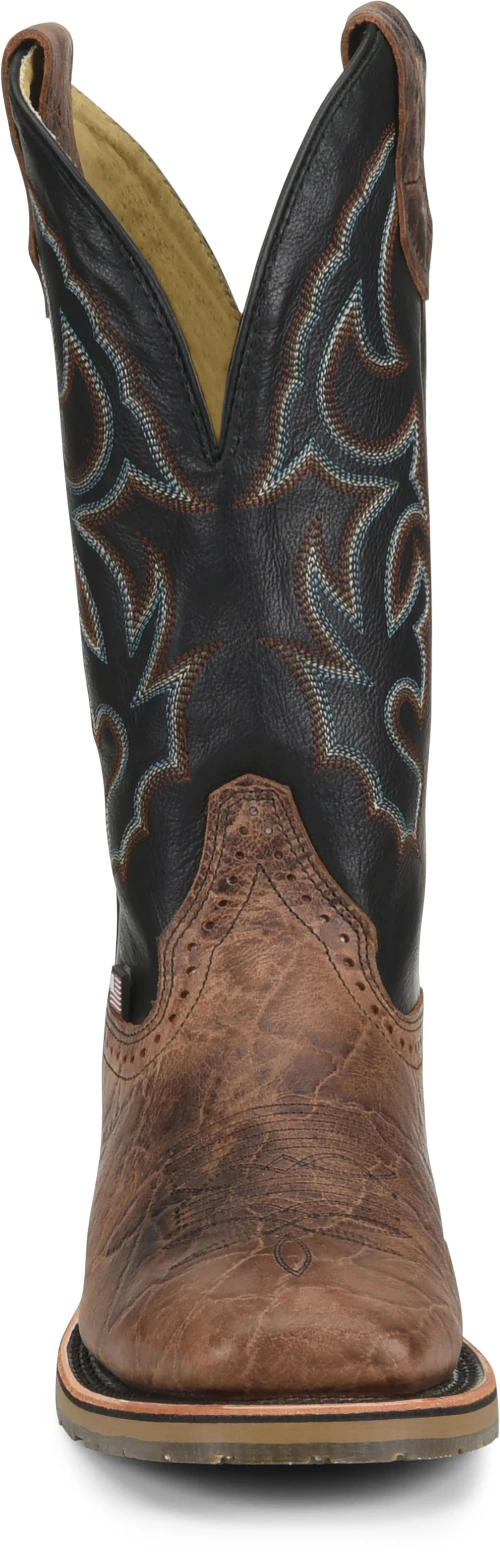'Double H' Men's 12" Grissom SR Square Toe I.C.E. ™ Roper - Kenia Cognac / Summer Tan / Black 6 'Double H' Men's 12" Grissom SR Square Toe I.C.E. ™ Roper - Kenia Cognac / Summer Tan / Black - Image 4