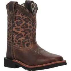 Dan Post Boot Co 'Dan Post' Youth 9" Makucha Leopard Western Square Toe - Tan / Multi (Sizes 12C-3Y) -cowboy shop DPC2951 1 1024x1024@2x
