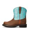 'Ariat' Youth 6" Cowpoke Fatbaby Western - Dark Brown / Turquoise -cowboy shop F20 YTH WEST 10034014 side 1024x1024@2x