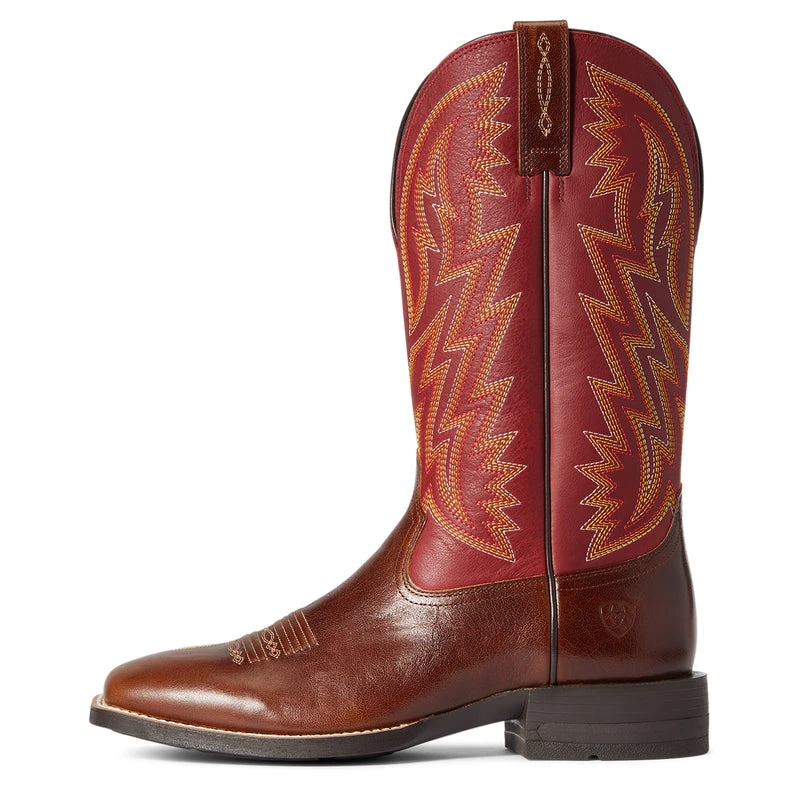 'Ariat' Men's Dynamic Western Square Toe - Crest Brown / Macaw Red 3 'Ariat' Men's Dynamic Western Square Toe - Crest Brown / Macaw Red