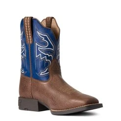 'Ariat' Youth 8" Sorting Pen Western Square Toe - Chocolate / Navy -cowboy shop F21 YTH WEST 10038333 medial 1024x1024@2x