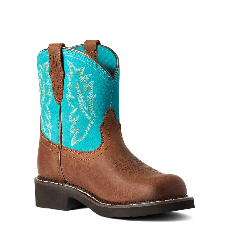 'Ariat' Youth Fatbaby Heritage Round Toe - Brown / Turquoise 8 'Ariat' Youth Fatbaby Heritage Round Toe - Brown / Turquoise - Image 6