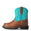 'Ariat' Youth Fatbaby Heritage Round Toe - Brown / Turquoise -cowboy shop F21 YTH WEST 10038376 side 1024x1024@2x