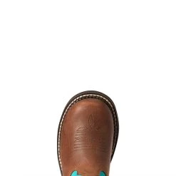 'Ariat' Youth Fatbaby Heritage Round Toe - Brown / Turquoise 10 'Ariat' Youth Fatbaby Heritage Round Toe - Brown / Turquoise -cowboy shop F21 YTH WEST 10038376 toe 1024x1024@2x