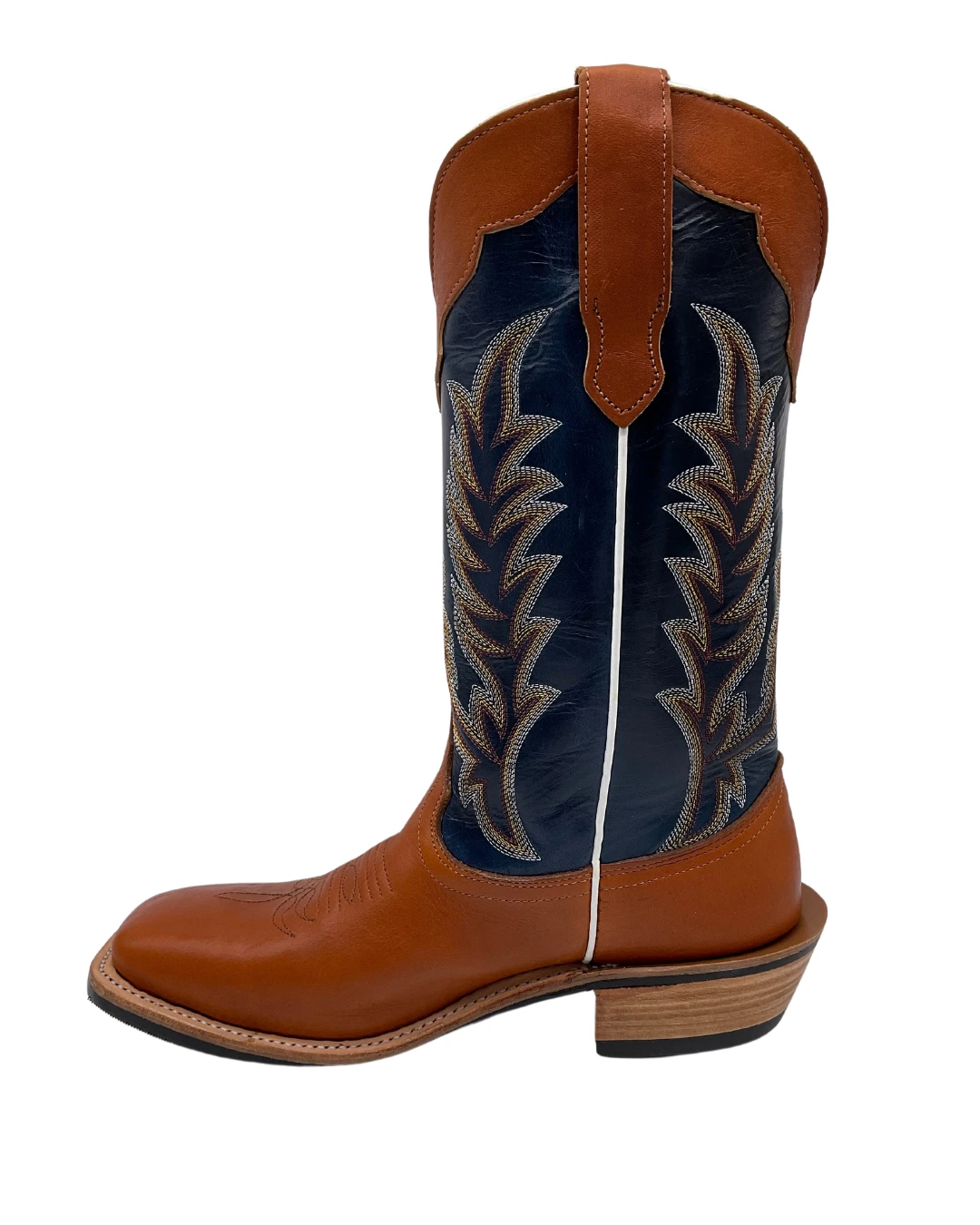 'Fenoglio Boots' Men's 13" Boomer Western Square Toe - Russet / Blue 8 'Fenoglio Boots' Men's 13" Boomer Western Square Toe - Russet / Blue - Image 6