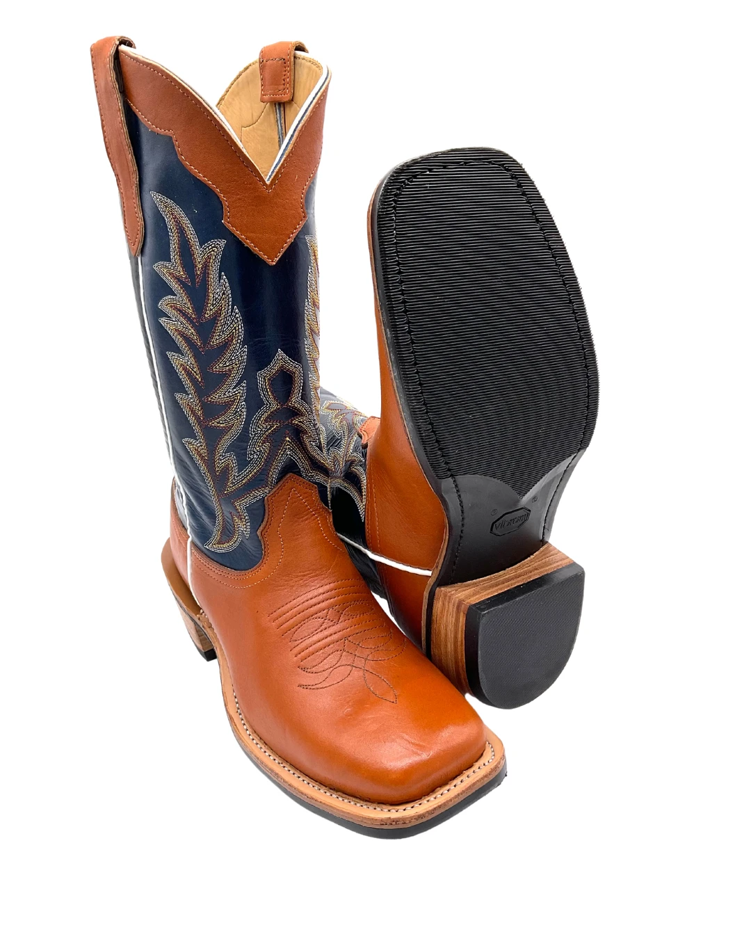 'Fenoglio Boots' Men's 13" Boomer Western Square Toe - Russet / Blue 5 'Fenoglio Boots' Men's 13" Boomer Western Square Toe - Russet / Blue - Image 3