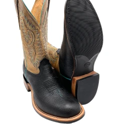 Fenoglio Boots 'Fenoglio' Men's 12" Bull Hide Western Round Toe - Black / Tan -cowboy shop FB131512576 1024x1024@2x