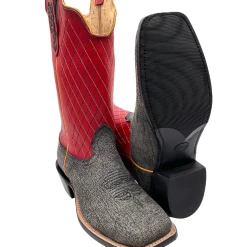 Fenoglio Boots 'Fenoglio' Men's 13" Cape Buffalo Western Square Toe - Grey / Red -cowboy shop FB342426286 1024x1024@2x