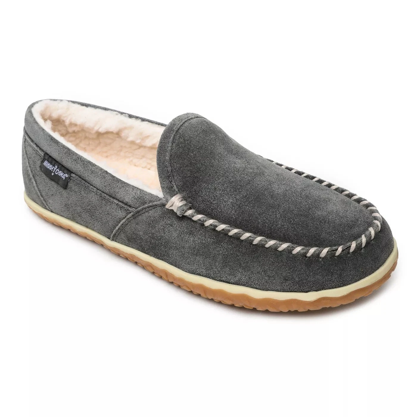 Minnetonka Moccasin Co 'Minnetonka' Men's Suede Tilden Moc Slipper - Grey 3 Minnetonka Moccasin Co 'Minnetonka' Men's Suede Tilden Moc Slipper - Grey