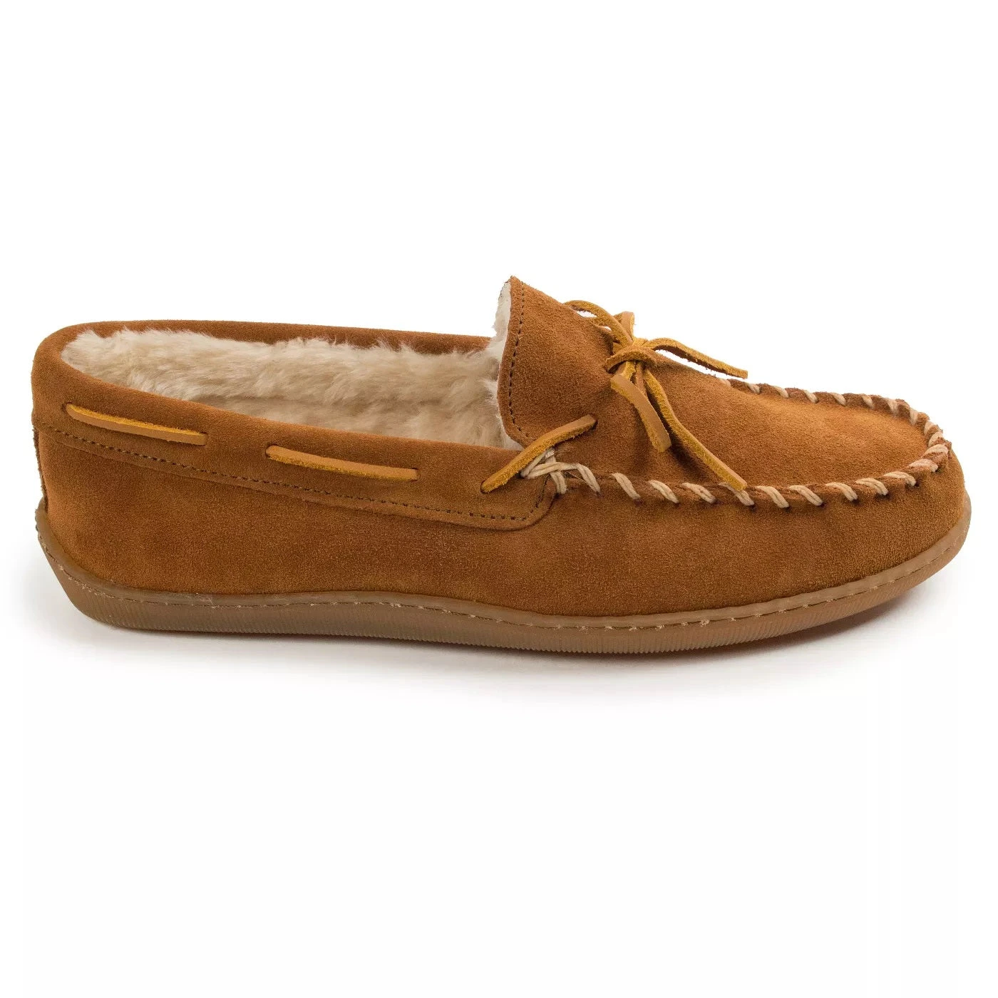 Minnetonka Moccasin Co 'Minnetonka' Men's Pile Lined Hardsole Moc Slipper - Tan (Ext. Sizes) 7 Minnetonka Moccasin Co 'Minnetonka' Men's Pile Lined Hardsole Moc Slipper - Tan (Ext. Sizes) - Image 5