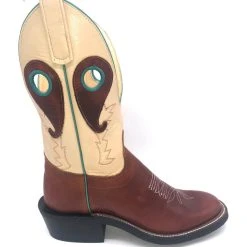Olathe Boots 'Olathe' Men's 12" Rough Stock Western Round Toe - Chestnut Oil Latigo / Teal / Cream