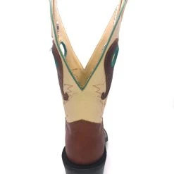 Olathe Boots 'Olathe' Men's 12" Rough Stock Western Round Toe - Chestnut Oil Latigo / Teal / Cream -cowboy shop IMG 1864 1024x1024@2x