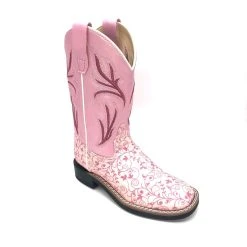 'Old West' Children's Western Broad Square Toe - Pink Print