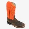 'Old West' Youth Western Broad Square Toe - Brown / Orange -cowboy shop IMG 9824 1024x1024@2x
