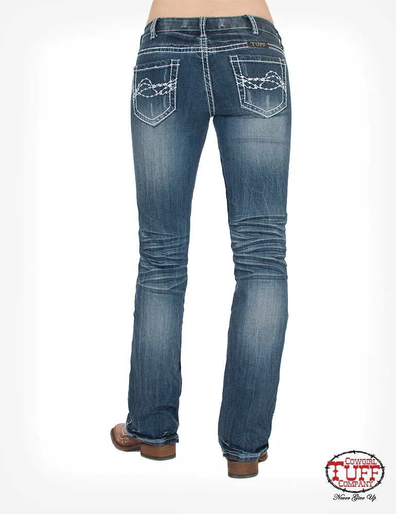 JUST TUFF JEANS 'Cowgirl Tuff' Women's Edgy Bootcut - Medium Wash 5 JUST TUFF JEANS 'Cowgirl Tuff' Women's Edgy Bootcut - Medium Wash - Image 3