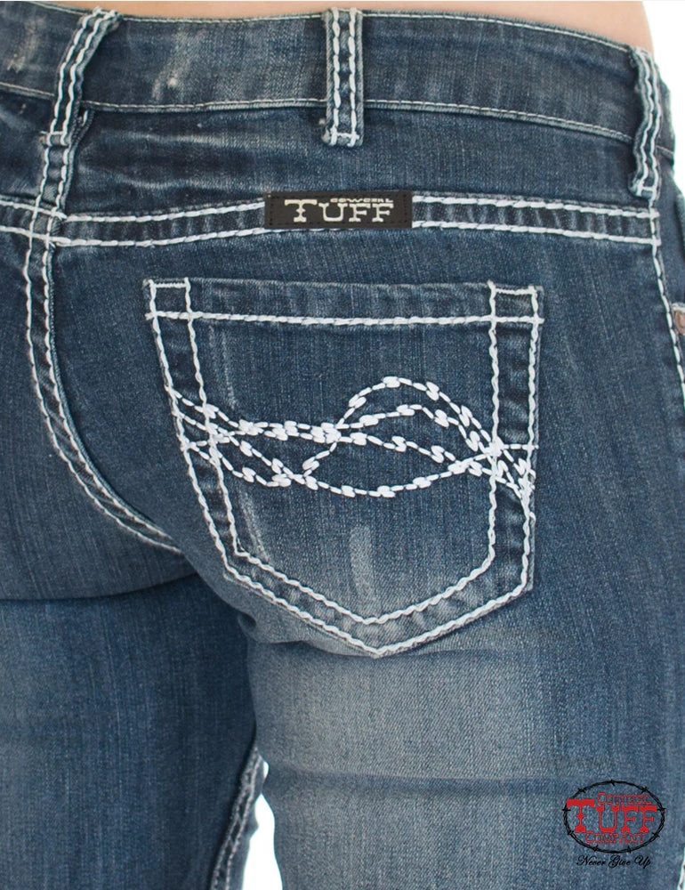JUST TUFF JEANS 'Cowgirl Tuff' Women's Edgy Bootcut - Medium Wash 7 JUST TUFF JEANS 'Cowgirl Tuff' Women's Edgy Bootcut - Medium Wash - Image 5
